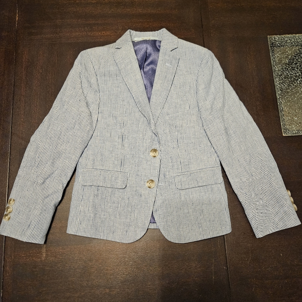NEW!!  CLASS CLUB  DRESS JACKET BLAZER SZ 4/5 BLUE PIN STRIPES